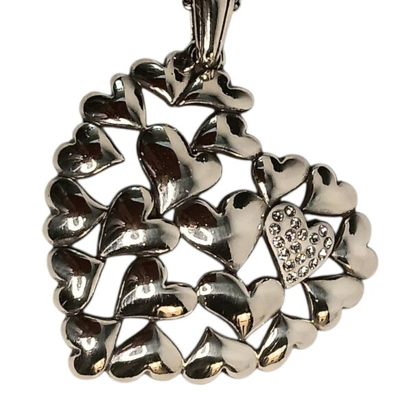 Brighton Large Heart Pendant Necklace Multiple Hearts Small Rhinestone Heart 18" - Picture 12 of 16